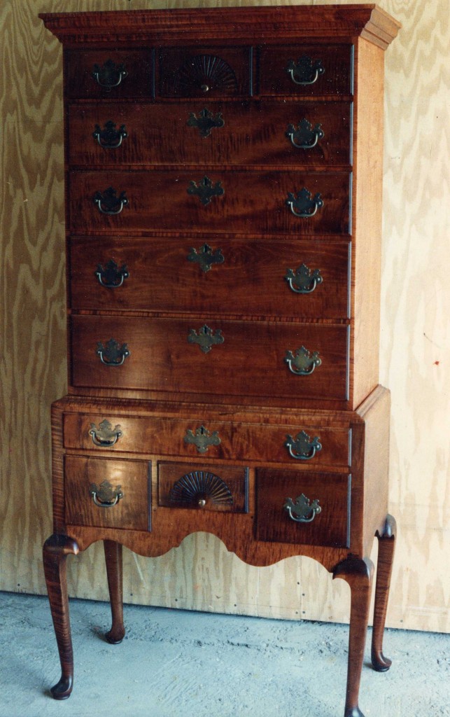 Flat-top Highboy,Curly maple