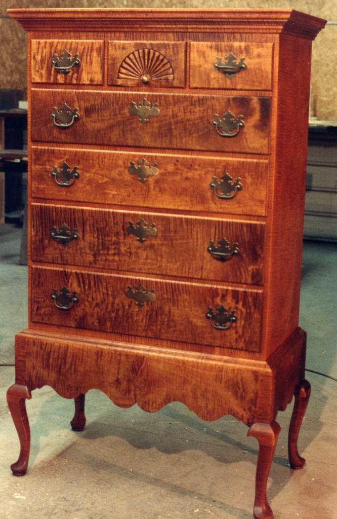 Chest on frame, Curly maple 